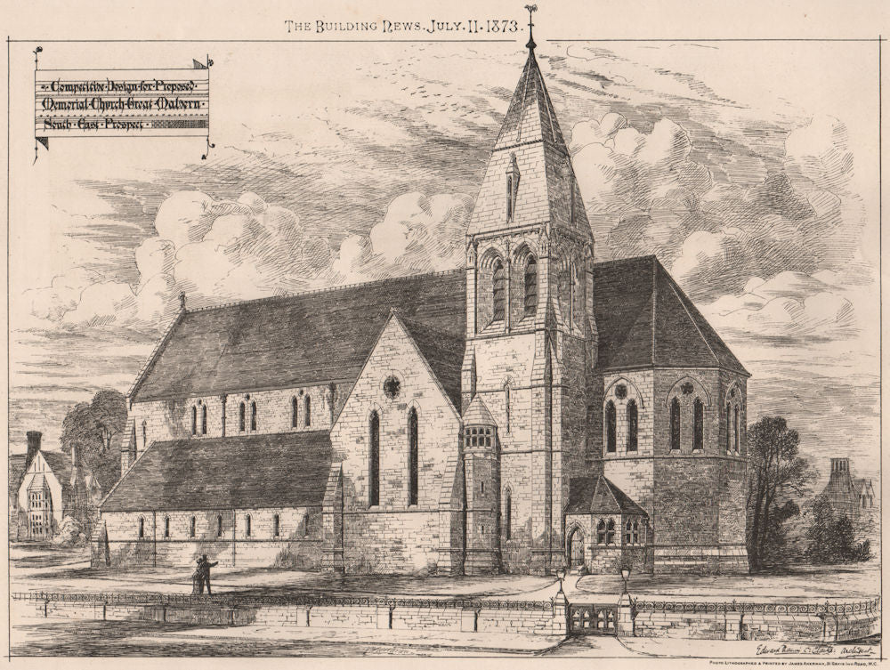 Proposed Memorial Church, Great Malvern, SE prospect. Worcestershire 1873